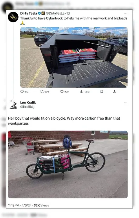 Cybertruck Versus Bicycle Cargo