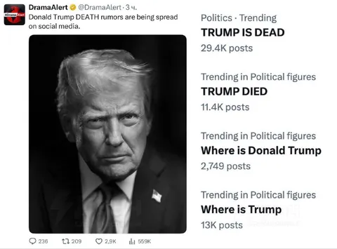 Trump Is Dead Trending Rumors