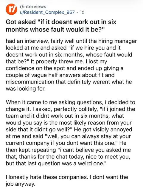 Interview Question Backfires