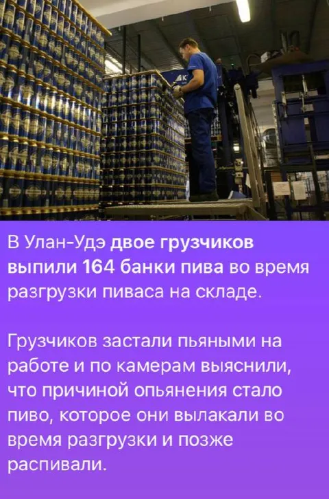 Грузчики выпили 164 банки пива