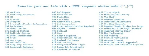 Describe Your Sex Life with HTTP Codes
