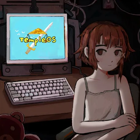 Chica anime frente a TempleOS