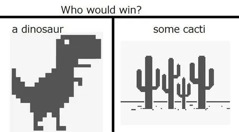 Dinosaur Versus Some Cacti