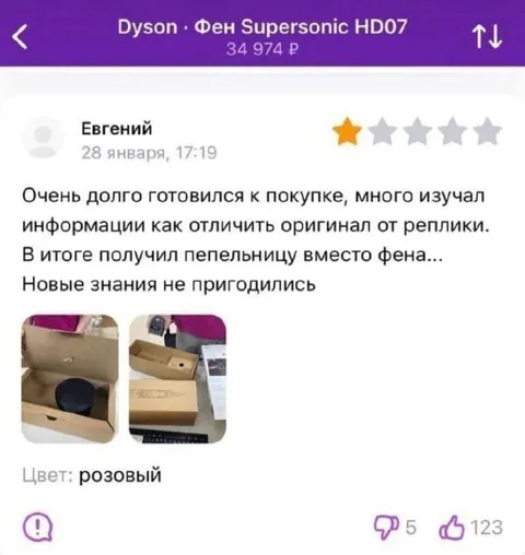 Пепельница вместо фена Dyson