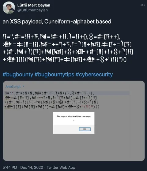 Cuneiform XSS Payload Tweet