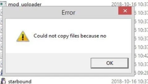 Could Not Copy Files Error