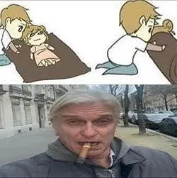 Мужчина с сигарой на прогулке