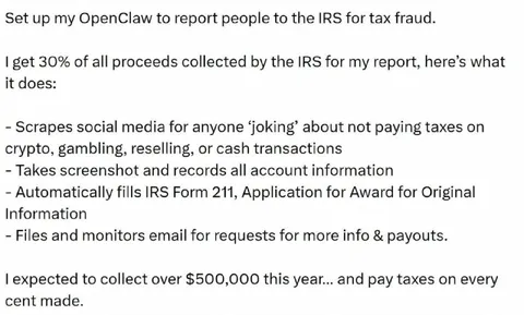 OpenClaw Reports Tax Fraud