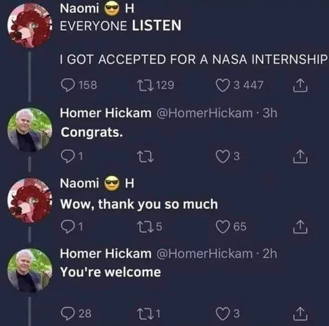 NASA Internship Congratulations