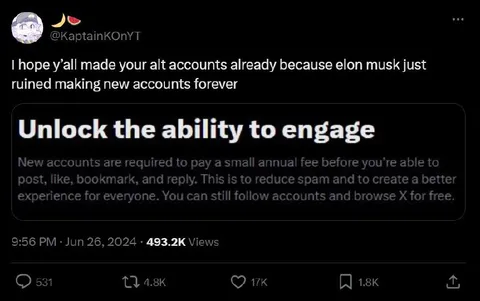 X Charges New Accounts a Fee