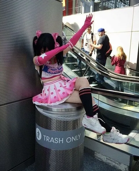 Dabbing Trash Can Cosplay
