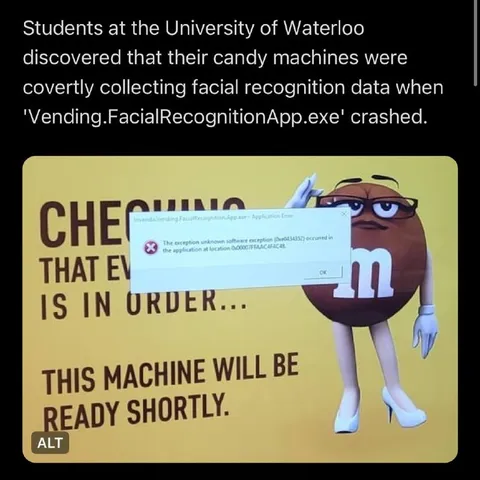 Vending Machine Facial Recognition Crash