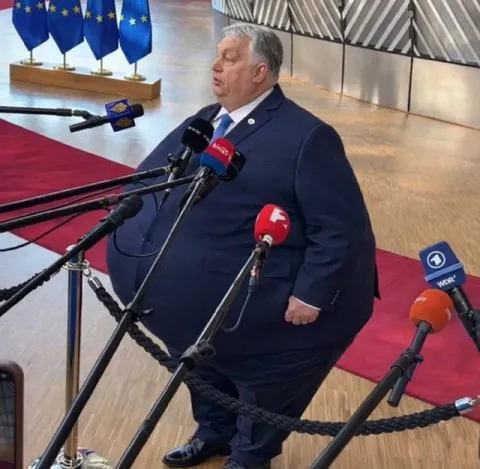 Виктор Орбан среди микрофонов