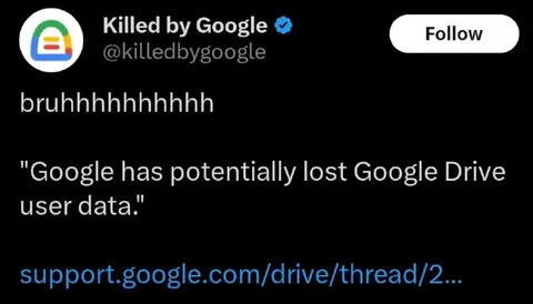 Google Drive Lost User Data