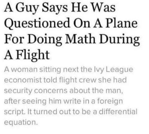 Questioned for Doing Math on a Plane
