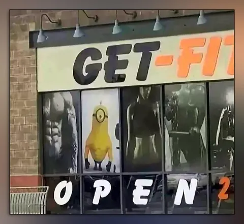Minion in the Gym Window