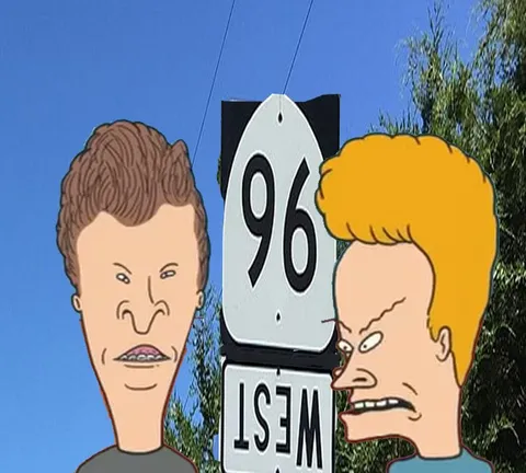 Бивис и Баттхед у знака 96