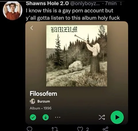 Gay Porn Account Recommends Burzum