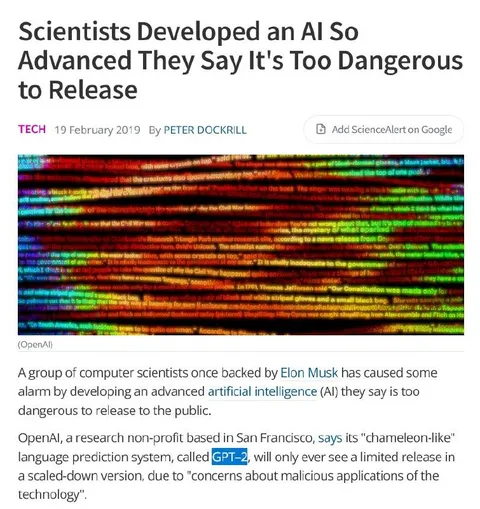 AI Too Dangerous to Release