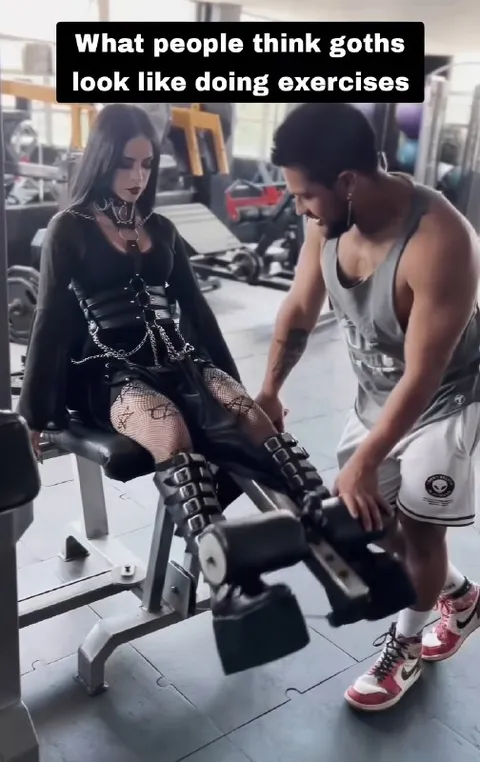 Goth Doing Leg Exercises