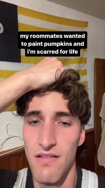 Roommates Painted Haunted Pumpkins