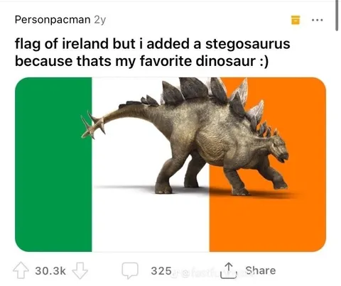 Irish Flag With Stegosaurus