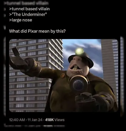 Pixar Tunnel Villain Has a Large Nose