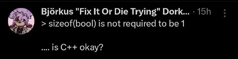 C++ sizeof bool joke