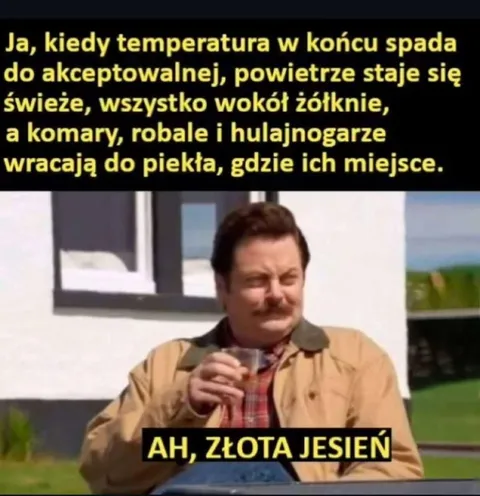 Ron Swanson cieszy się złotą jesienią