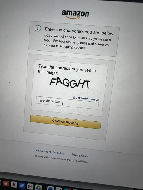 Amazon Captcha Says FAGGHT