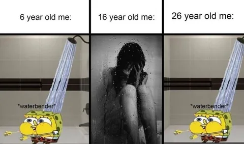 Age Progression Shower Meme