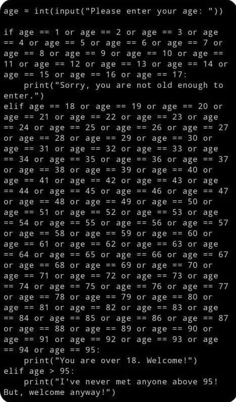 Python Age Checker Over 95