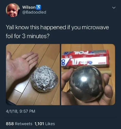 Microwaved Foil Turns Into Metal