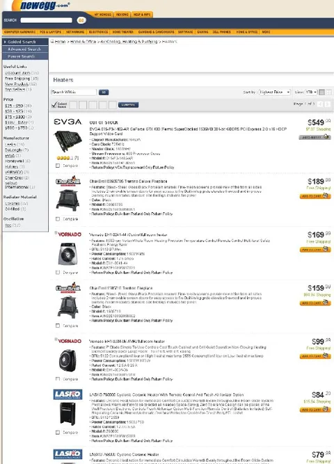 Heater Product Listing Screenshot