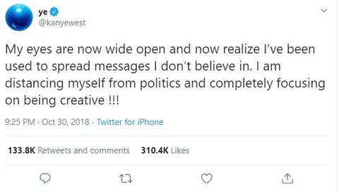 Kanye Distances Himself From Politics
