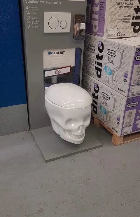 Toilettes en forme de crâne