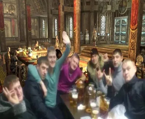 Пьяная компания в таверне Скайрима