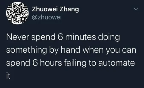 Six Hours Automating Six Minutes