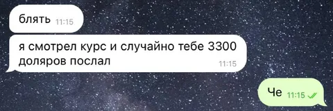 Случайно отправил 3300 долларов
