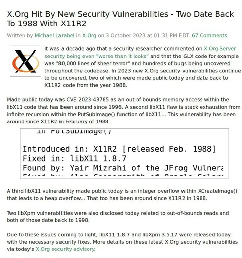 X.Org Security Bugs From 1988