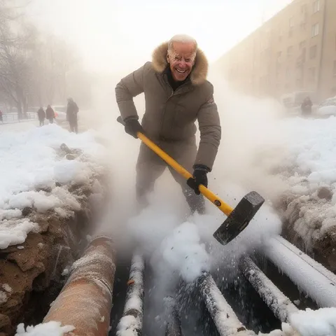 Байден чинит трубы зимой