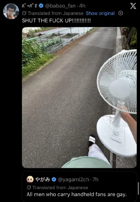 Men Carrying Handheld Fans