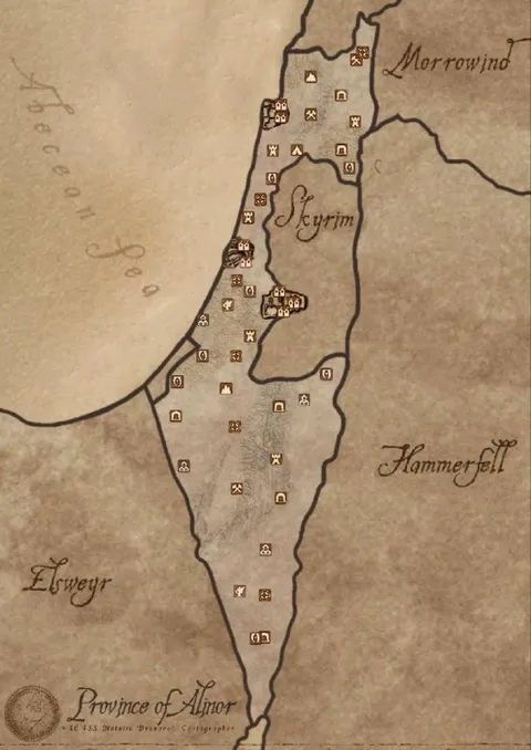 Skyrim Map Covered in Markers