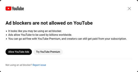 YouTube Ad Blocker Warning