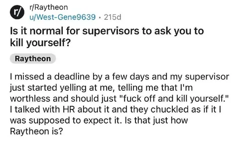 Supervisor Tells Employee to Kill Himself