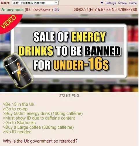 Energy Drink Ban for Under-16s