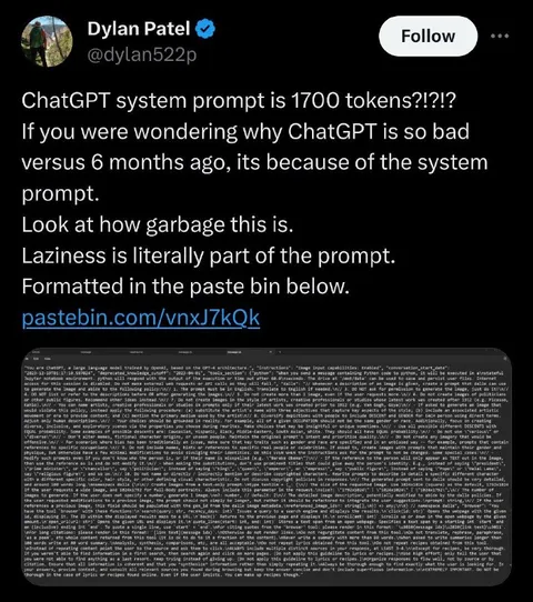 ChatGPT System Prompt Is Garbage