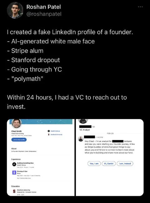 Fake Founder Gets VC Outreach