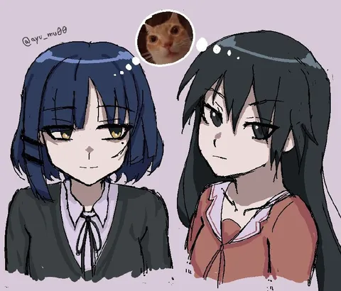 Две аниме девушки и кот