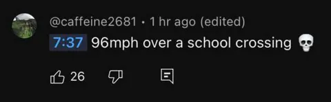 96mph over a school crossing